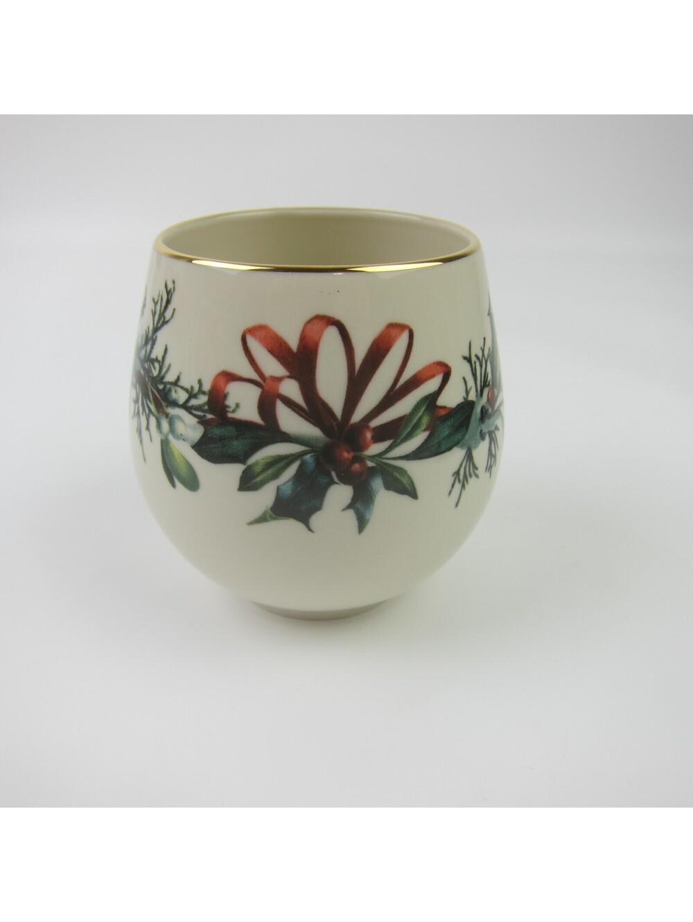 Lenox Christmas Votive Candle Holder Say it with Silk Winter Greetings McClung